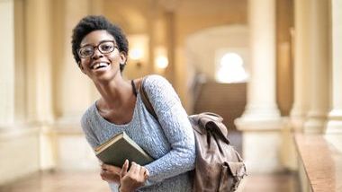 female student with books