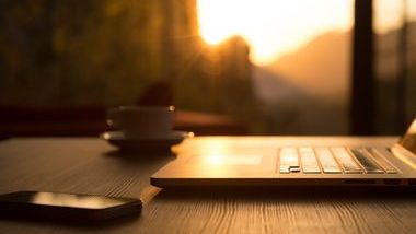 Laptop on table