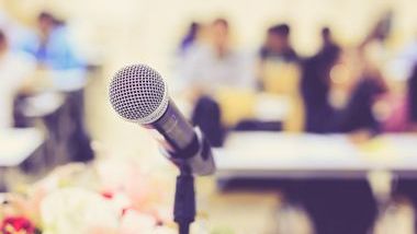 Microphone on lectern